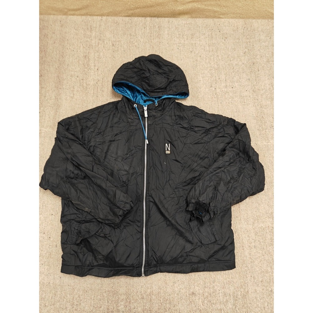 Vintage Full Zip‎ Windbreaker Jacket Mens Large Black 1990s Nike